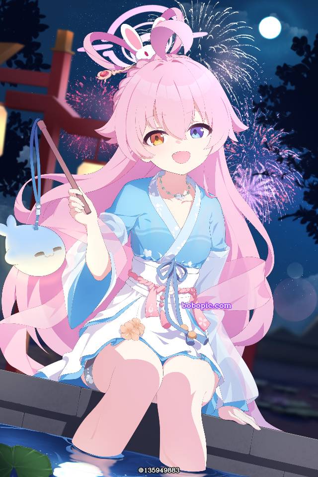 女孩子, 碧蓝档案, Takanashi Hoshino, Mid-Autumn Festival, wallpaper, 焰火