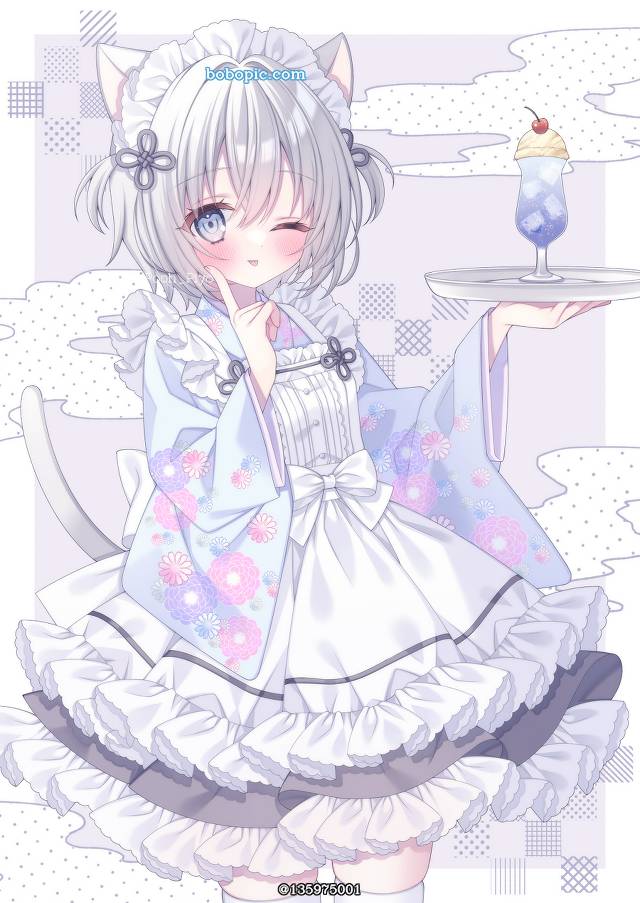 原创, 女孩子, 原创, 猫耳, 白发, cat ears