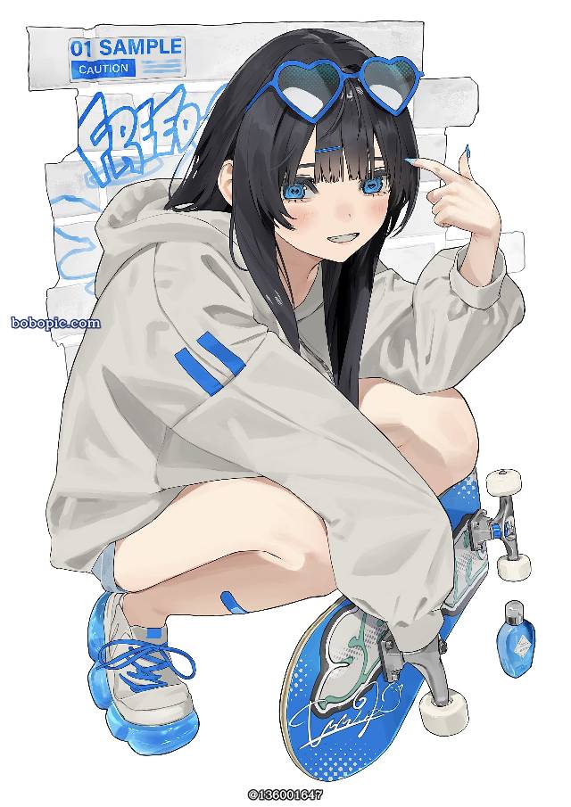 原创, sneakers, 连帽衫, 蹲, 美甲, shoes without stockings, 原创1000users加入书籤, skateboard