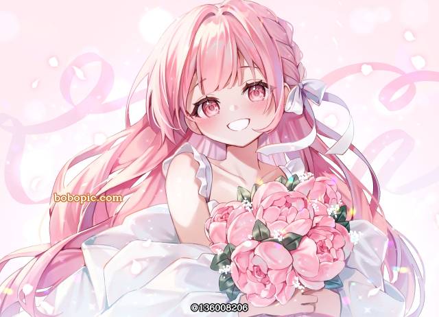 女孩子, young girl, 原创, smile, 粉色头发