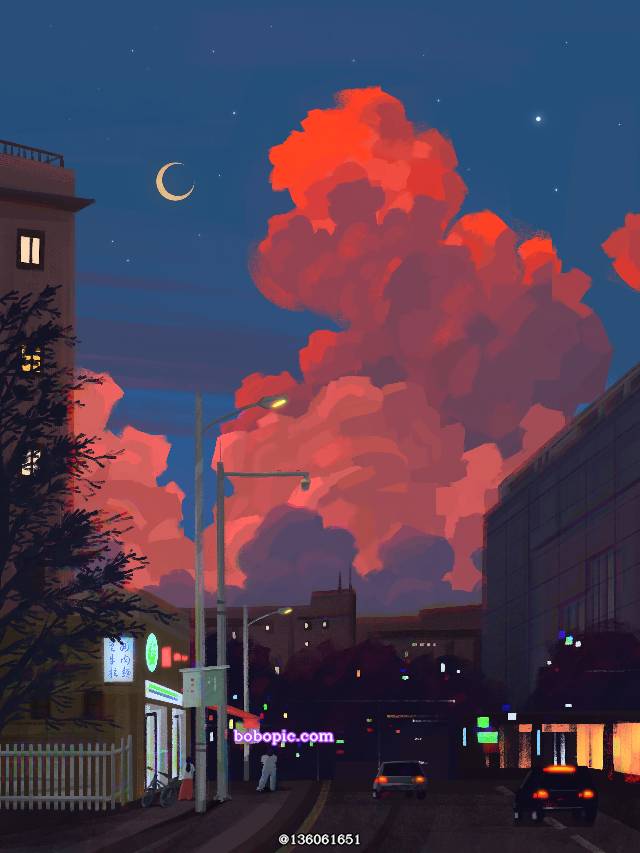 风景, sky, aesthetic, illustration, background