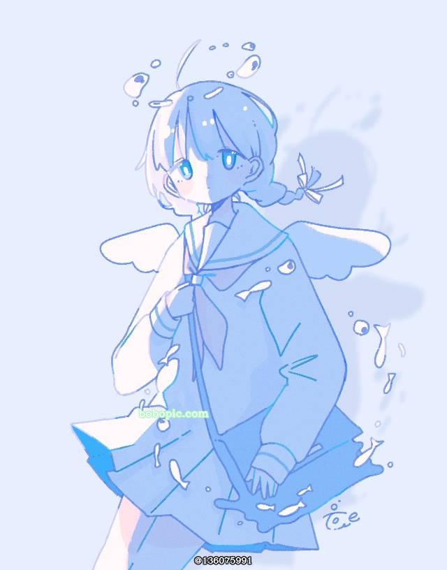 女孩子, 原创, 插画, digital illustration, original illustration, angel, 水手服