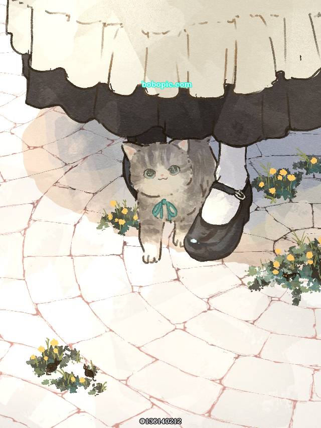 cat, 猫, 女孩子, 女仆
