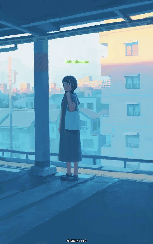 原创, 女孩子, 风景, background, 车站, morning
