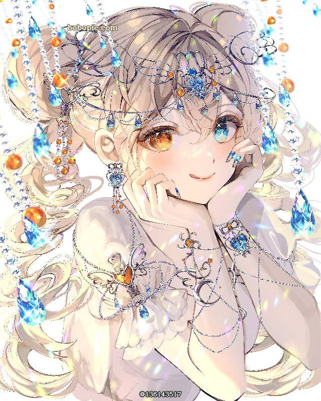 金发, jewel, hair bun, 双马尾, 异色瞳, Virgo