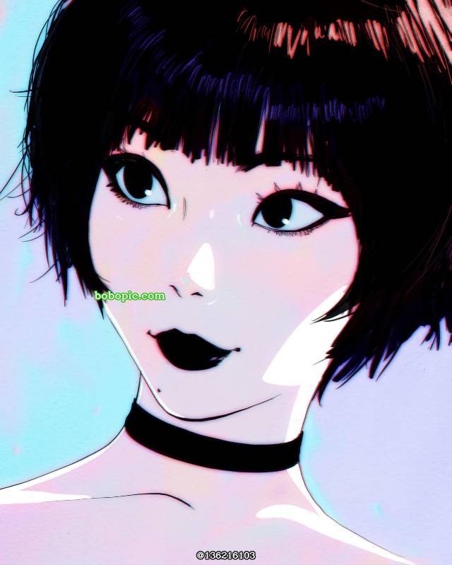 女孩子, 原创, 黑发, 项圈