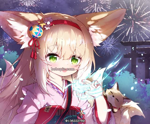 铃兰（明日方舟）, lily of the valley, birthday artwork, fox ears, 萝莉, 和服