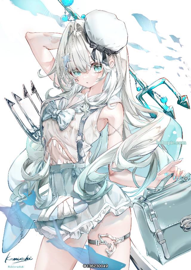 原创, 插画, 女孩子, 可爱, 原创, 原创角色, uniform, 白发