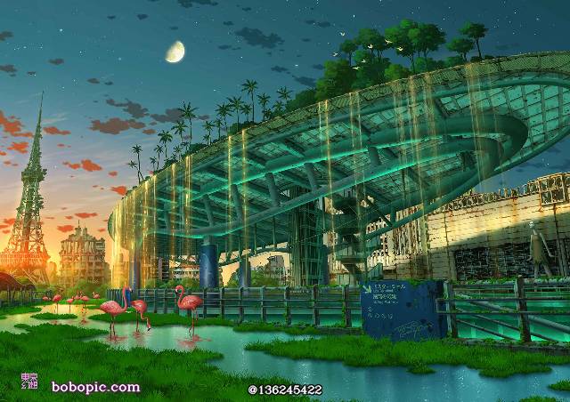 fantasy Tokyo, 废墟, 风景, 奇幻, 原创, greening, future, background, Nagoya
