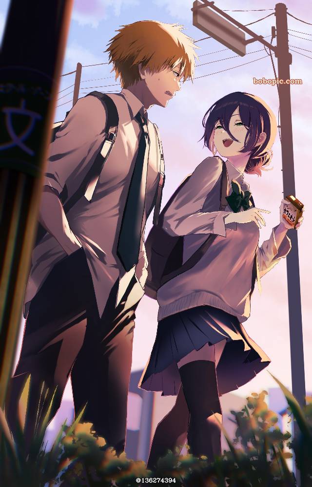 Reze, school, denji, Chainsaw Man, Denji × Reze, 电锯人100收藏