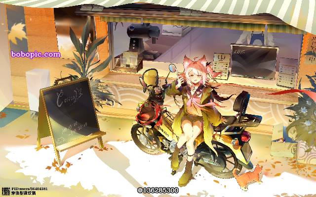 女孩子, 风景, 原创, 战舰少女R, 岛风, 兽耳, motorcycle