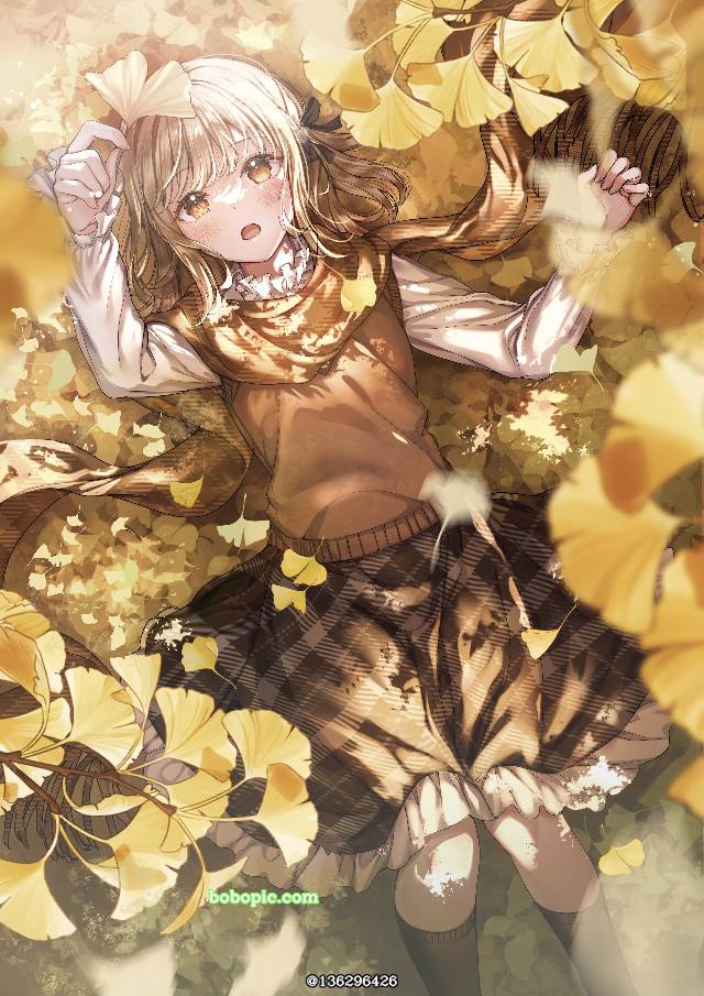 金发, autumn, ginkgo, ginkgo biloba, 围巾, 女孩子, 原创