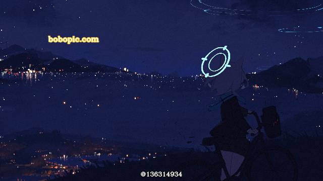 一张砂狼白子,蔚蓝档案,自转车,夜景,自行车绘画图片