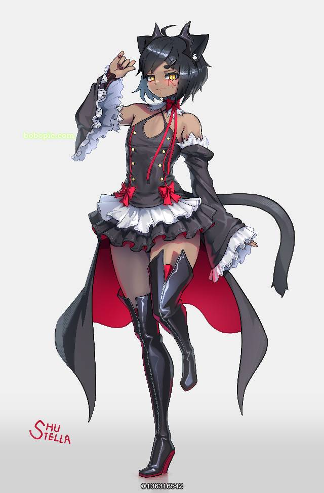 克鲁鲁·采佩西, 伪娘, female clothing, 交换服装, 褐色皮肤, 兽耳, high boots