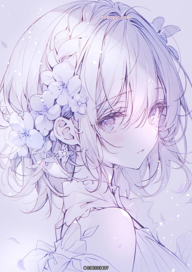 flower, 线稿, 原创, purple, 插画