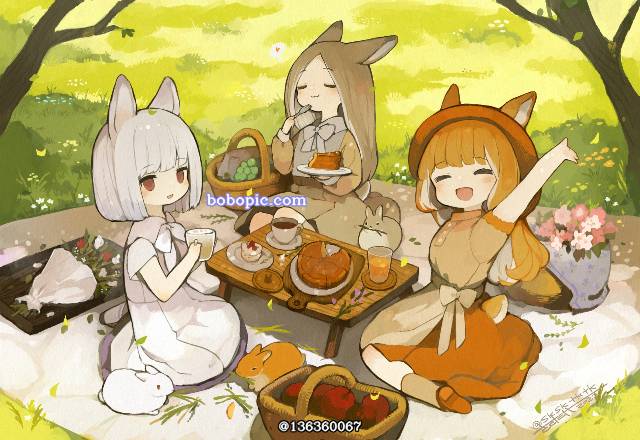 女孩子, 兔子, 兽耳