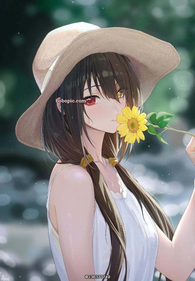 约会大作战, Date A Live, 时崎狂三, Kurumi Tokisaki, 向日葵, sunflowers, 女孩子