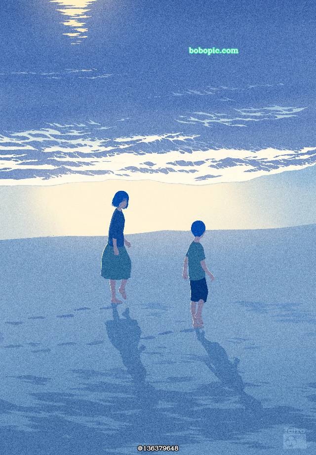 风景, background, sea, 海滩, moon, night