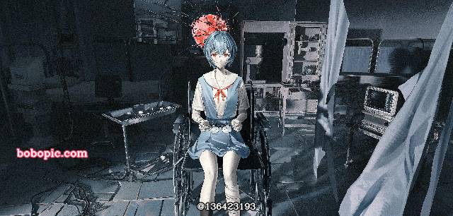 女孩子, young girl, scenery, illustration, 新世纪福音战士, 绫波丽, 医院, plaster cast