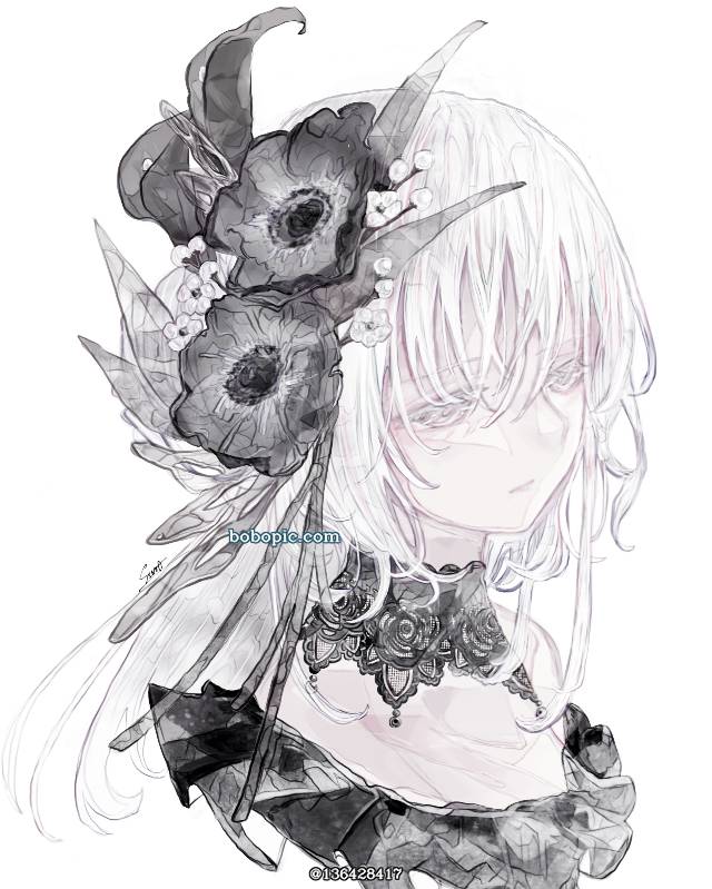 原创, 原创, black and white, flower