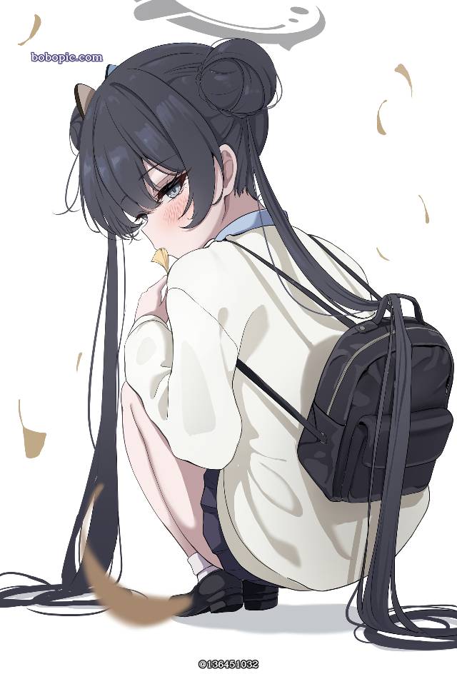 女孩子, 碧蓝档案, 龙华妃咲, casual clothes, 蹲
