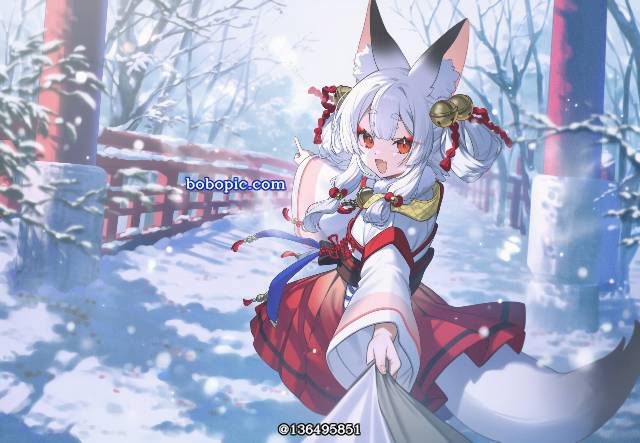 AI 画作, 女孩子, 萝莉, 白发, fox ears, 原创, foxgirl, 风景