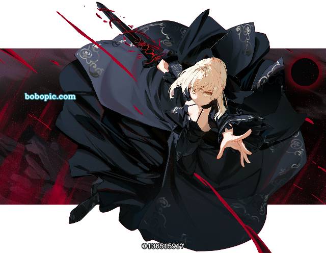 Saber〔Alter〕, 黑色连衣裙, 金发