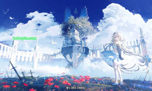 女孩子, 原创, young girl, background, 风景, illustration, scenery, sky