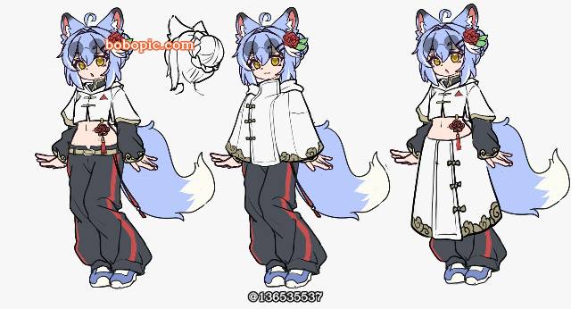 女孩子, foxgirl, 涂鸦, character design