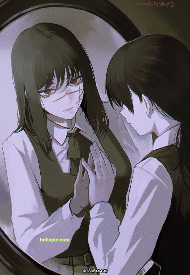 约尔（电锯人）, Chainsaw Man, 女孩子, 三鹰朝, black hair, reflection