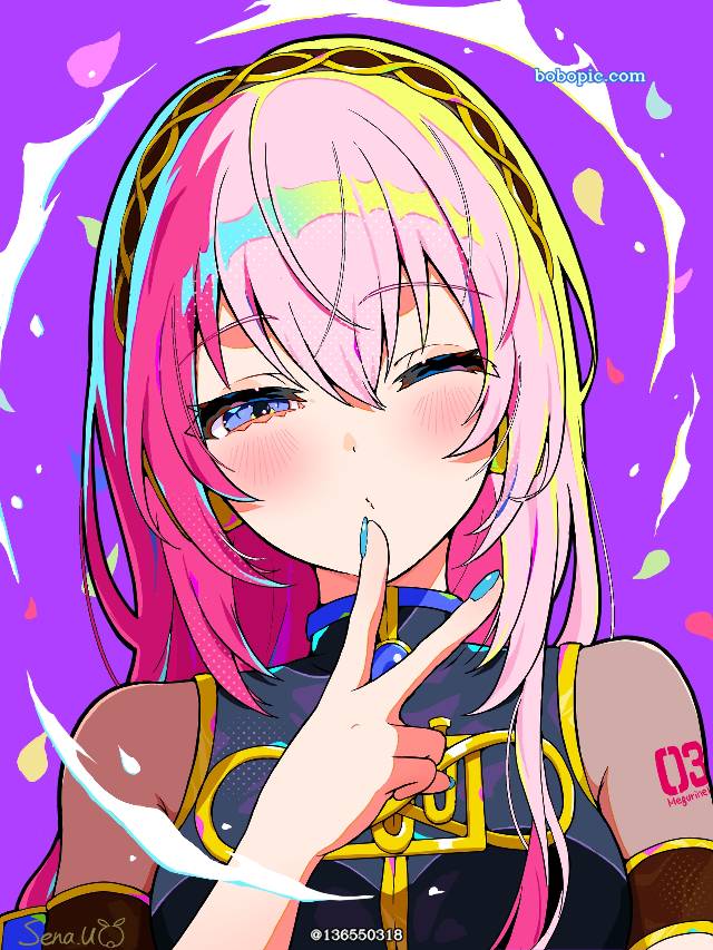 巡音流歌, vocaloid, Vocaloid, peace sign, peace, colorful, effect