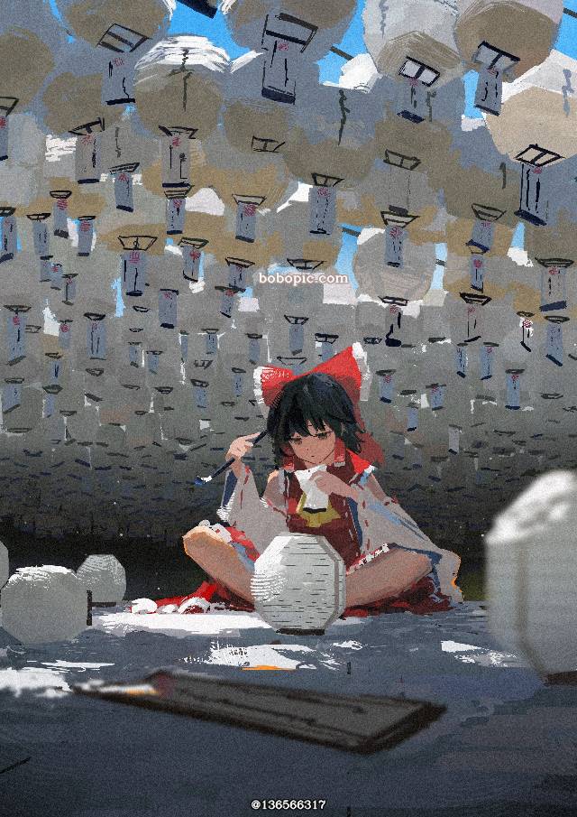博丽灵梦, 东方Project, 东方, 女孩子, background, 风景, 灵梦