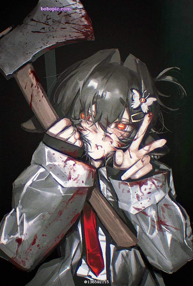 黑发, 兽耳, blood, 原创角色, 女孩子