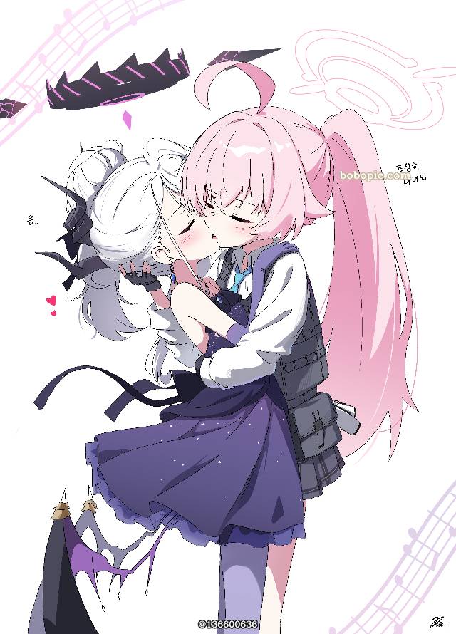 碧蓝档案, Takanashi Hoshino, Sorasaki Hina, Hoshino/Hina, lesbian kiss
