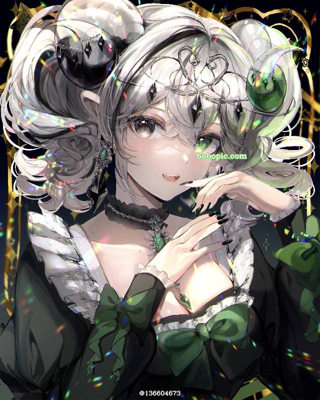 美甲, nail, Emerald, jewel, 异色瞳, 银发, 双马尾, zodiac signs, Capricorn