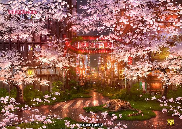fantasy Tokyo, 废墟, 风景, 奇幻, 原创, future, background, tokyo, 樱