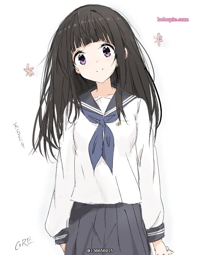 冰菓, 千反田爱瑠, 女孩子, uniform, 黑发, 女高中生, 水手服