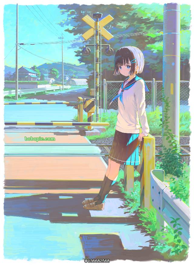 女孩子, 水手服, 风景, 原创