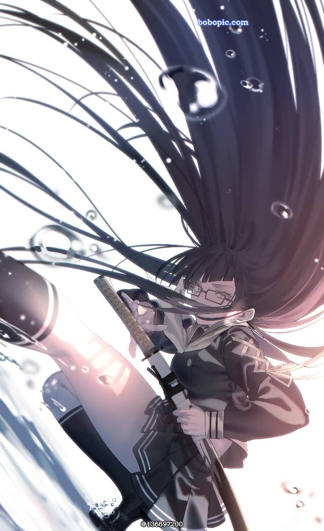 日本刀, drawing a sword, glasses
