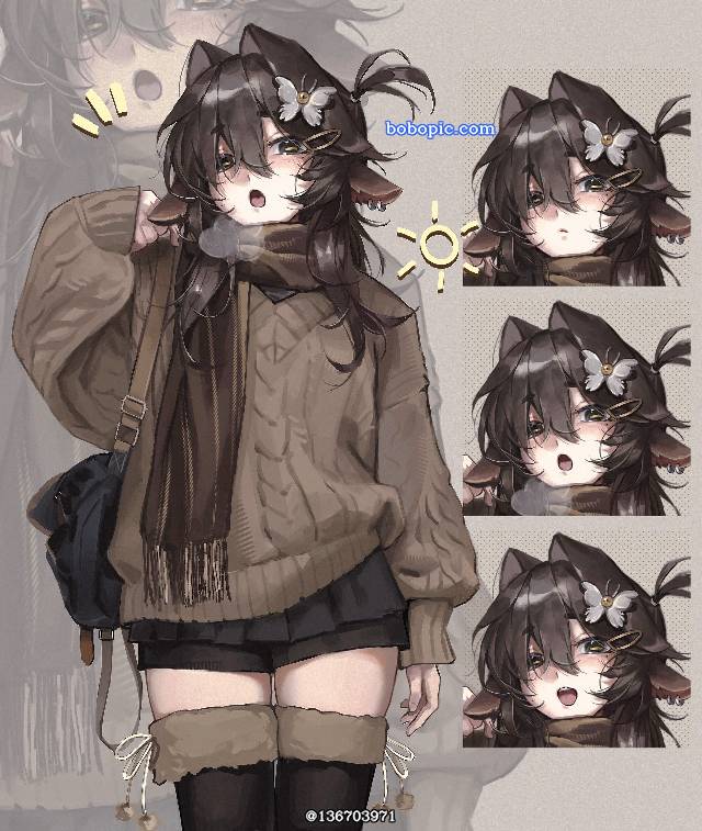 黑发, 兽耳, 立绘, 绝对领域, sweater, 原创角色, 女孩子