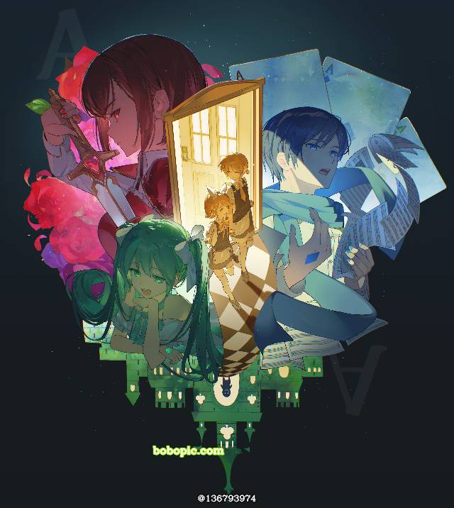 插画, 初音未来, 鏡音鈴, 镜音连