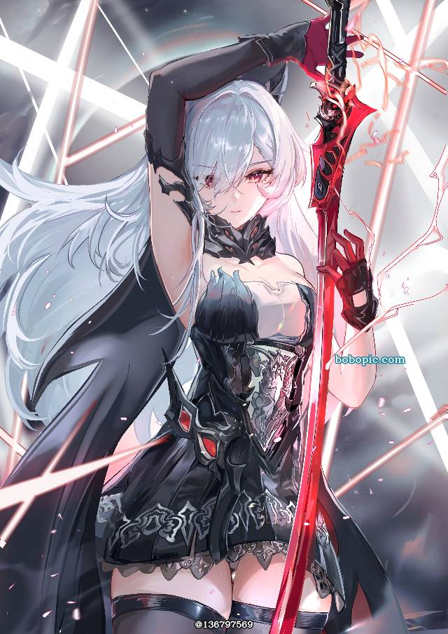 女孩子, 魅惑的大腿, 白发