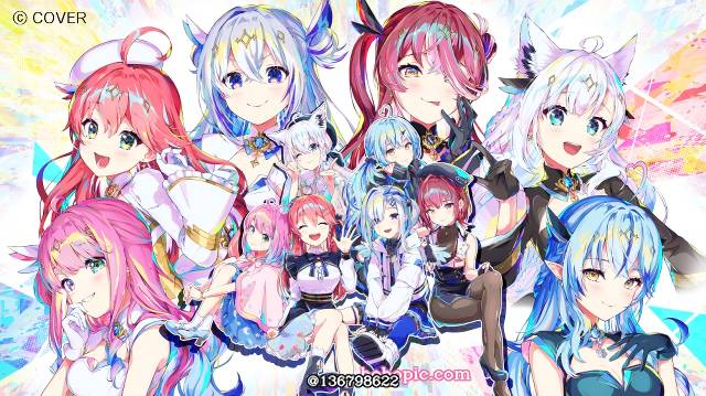 插画, colorful, 商业绘图, Hololive, 樱巫女, 天音彼方, Houshou Marine, 姬森璐娜, 白上吹雪