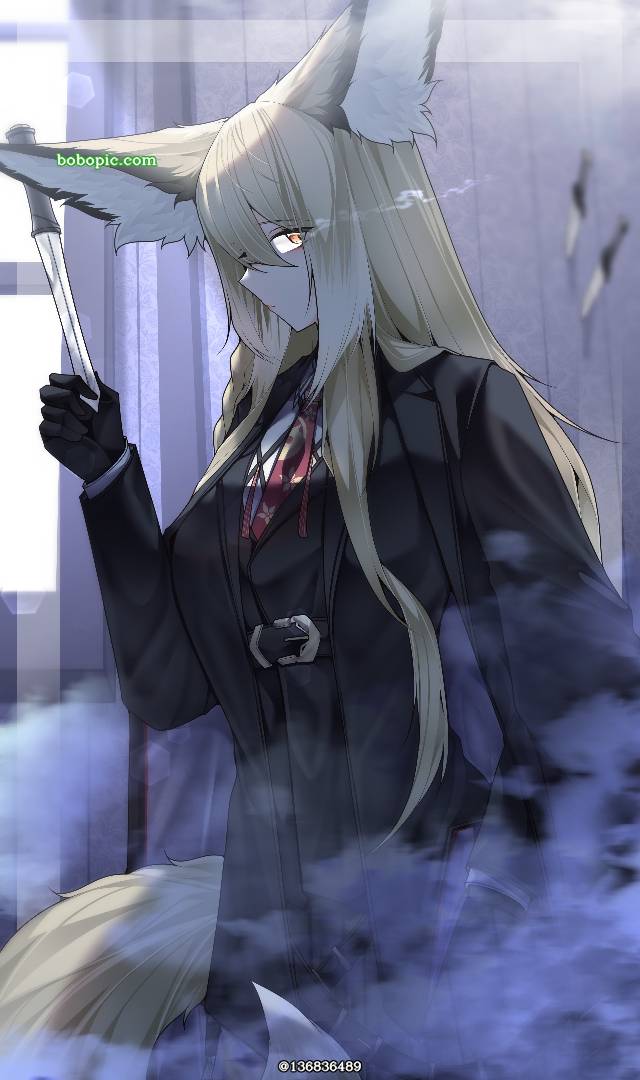 忍冬（明日方舟）, Arknights, 明日方舟, fox ears, knife, smoke