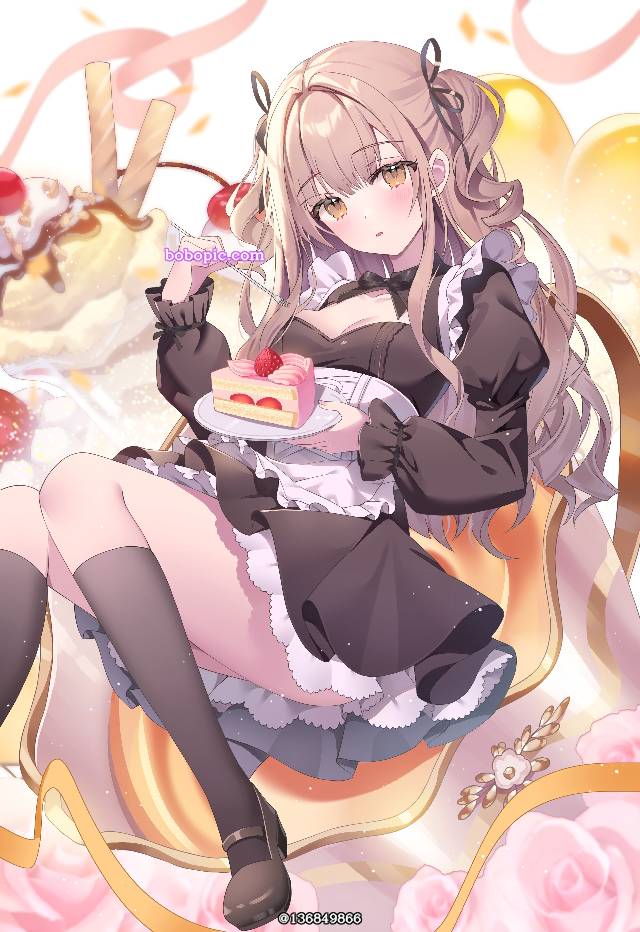 女孩子, 女仆装, young girl, two-side up