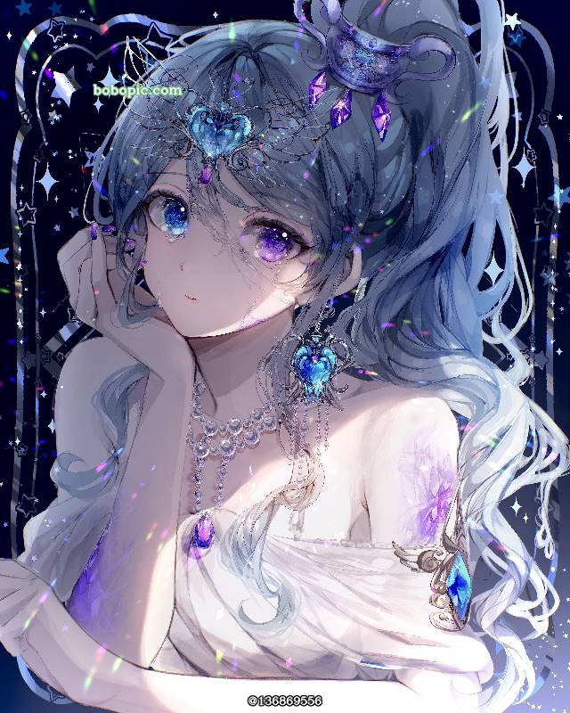 长发, 眼泪, jewel, 异色瞳, 马尾, zodiac signs, Aquarius