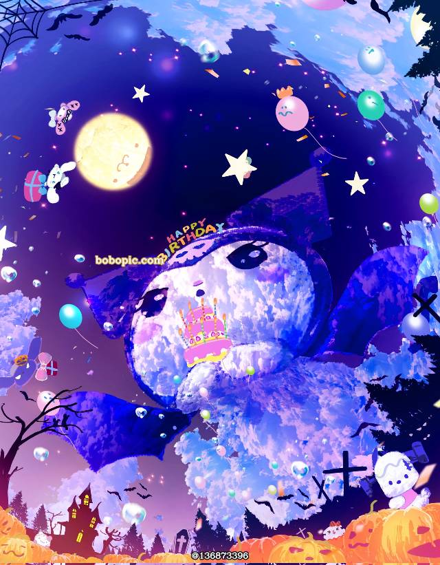 原创, sanrio, Kuromi, background, 风景, 插画, 原创, sky, 万圣节