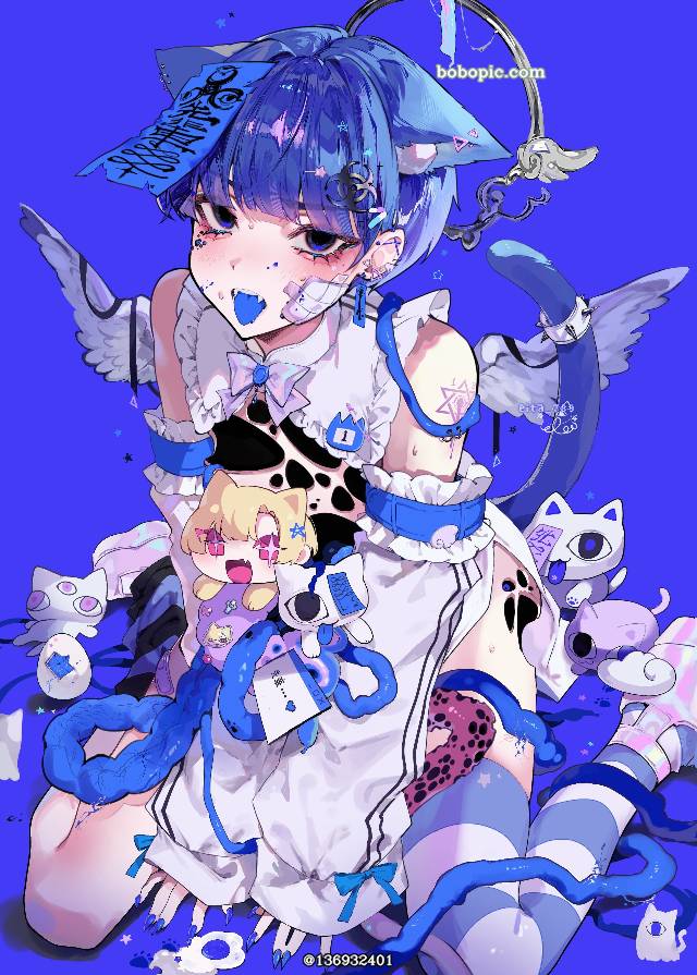 原创, 僵尸, 万圣节, angel, 男孩子, cat