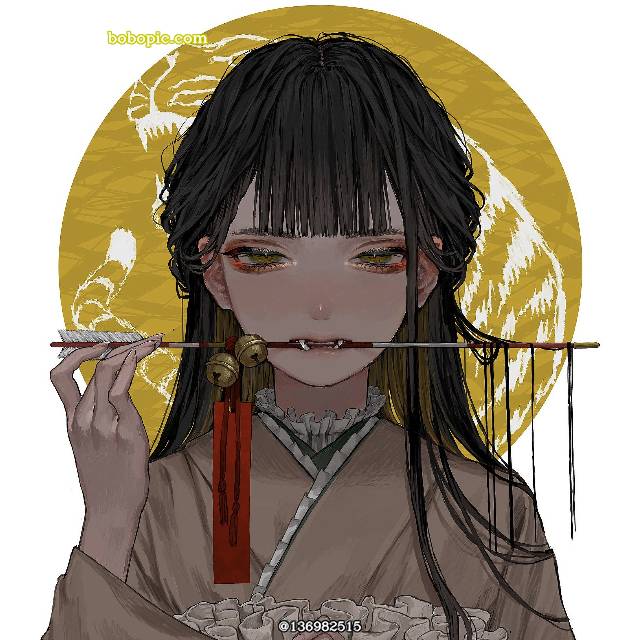 黑发, 美, 和服, New Year, 女孩子, 原创, 原创, original illustration, 黑长直, 漂亮