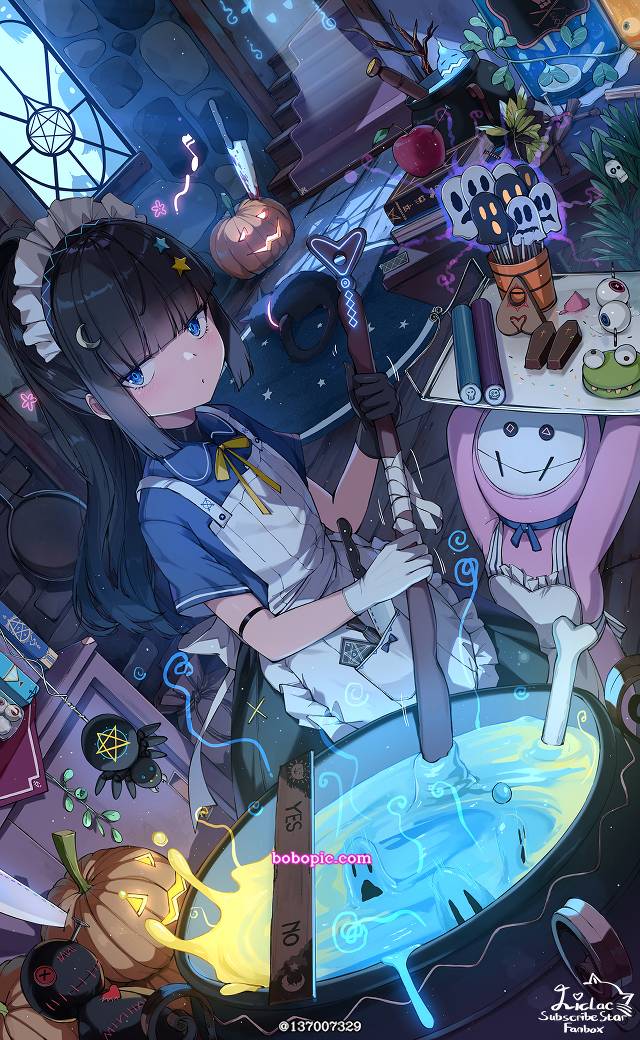 万圣节, 女孩子, 围裙, 女仆装, witch, witch, 原创